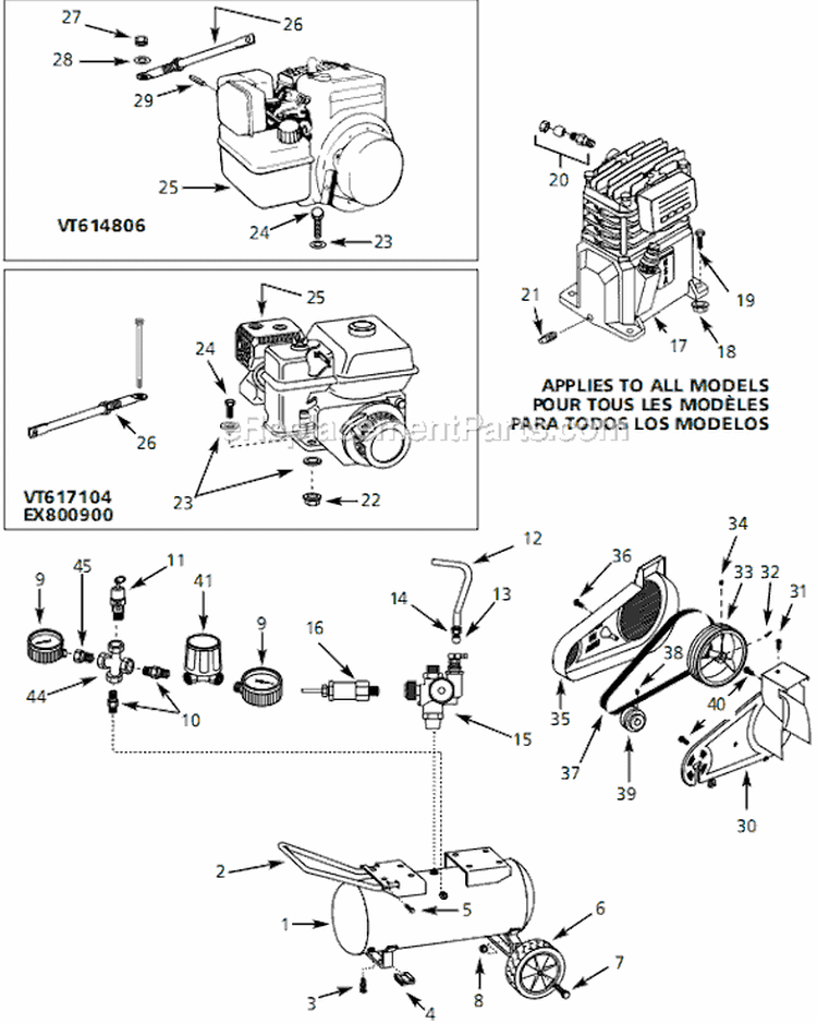 Page A Diagram and Parts List for VT617104 2003 Campbell Hausfeld Compressor